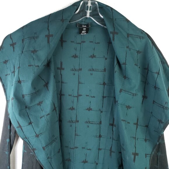 Ruti Forever Jacket Stretch Crosses Print Black Teal Size XS/S Goth Minimalist - Picture 6 of 15